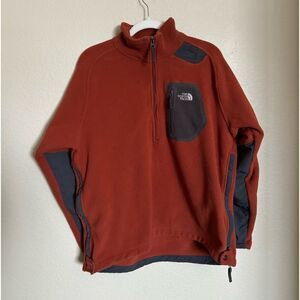 THE NORTH FACE Fleece Half Zip Sweater Sz Medium Rust Orange